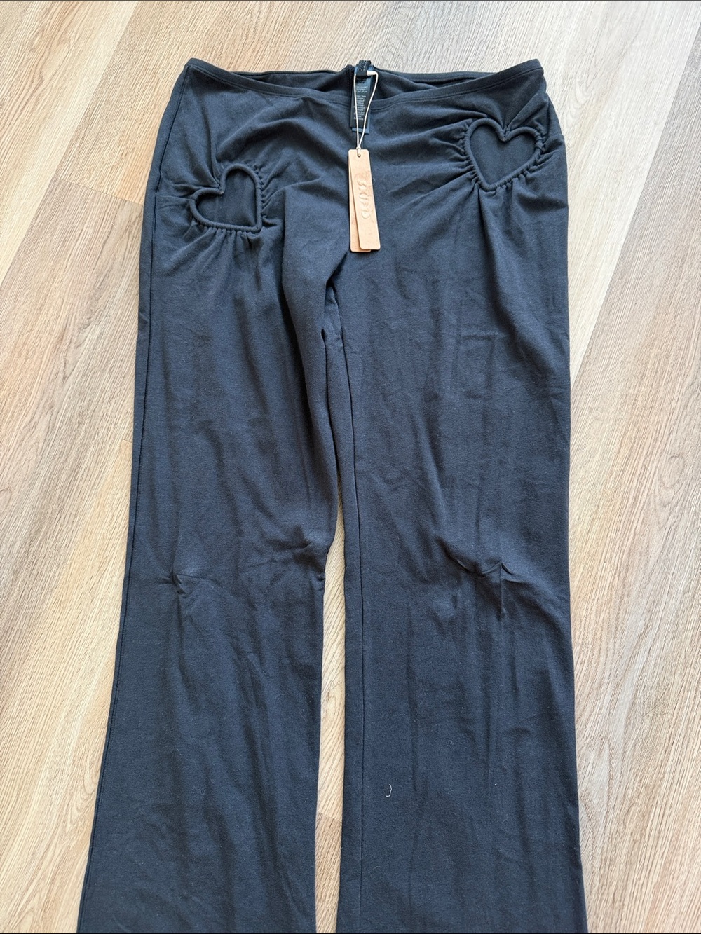 SKIMS Black Knit Leggings with Heart Cutout Accents